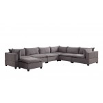 Madison Light Gray Fabric 7 Piece Modular Sectional Sofa Chaise