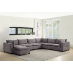 Madison Light Gray Fabric 7 Piece Modular Sectional Sofa Chaise