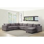 Madison Light Gray Fabric 7 Piece Modular Sectional Sofa Chaise