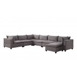 Madison Light Gray Fabric 7 Piece Modular Sectional Sofa Chaise