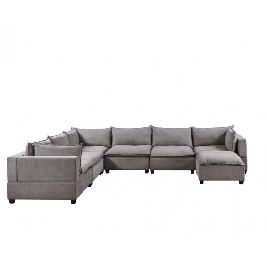 Madison Light Gray Fabric 7 Piece Modular Sectional Sofa Chaise