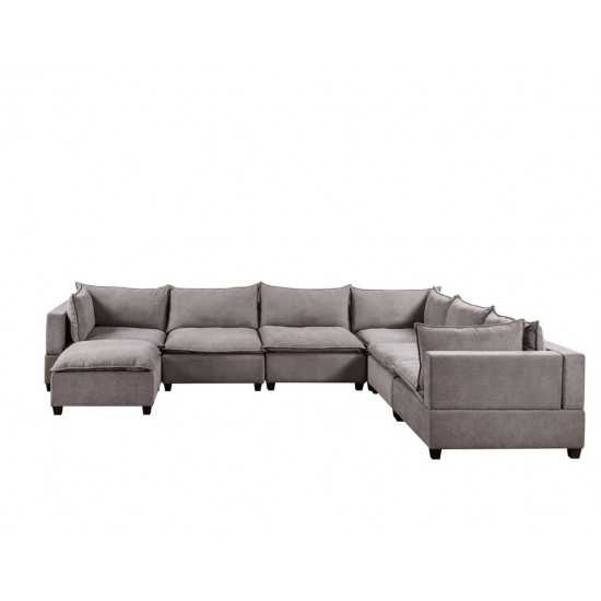 Madison Light Gray Fabric 7 Piece Modular Sectional Sofa Chaise