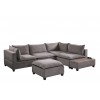 Madison Light Gray Fabric 6 Piece Modular Sectional Sofa with Ottoman and USB Storage Console Table