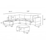 Madison Light Gray Fabric 6 Piece Modular Sectional Sofa with Ottoman and USB Storage Console Table