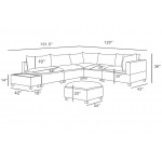 Madison Light Gray Fabric 7Pc Modular Sectional Sofa with Ottoman and USB Storage Console Table