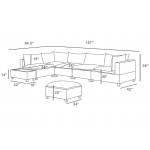 Madison Light Gray Fabric 7 Piece Modular Sectional Sofa with Ottoman and USB Storage Console Table