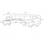 Madison Light Gray Fabric 7Pc Modular Sectional Sofa Chaise with USB Storage Console Table