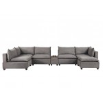 Madison Light Gray Fabric 7-Piece Modular Sectional Sofa Chaise with USB Storage Console Table