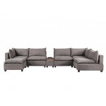 Madison Light Gray Fabric 7-Piece Modular Sectional Sofa Chaise with USB Storage Console Table