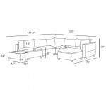Madison Light Gray Fabric 7 Piece Modular Sectional Sofa Chaise with USB Storage Console Table