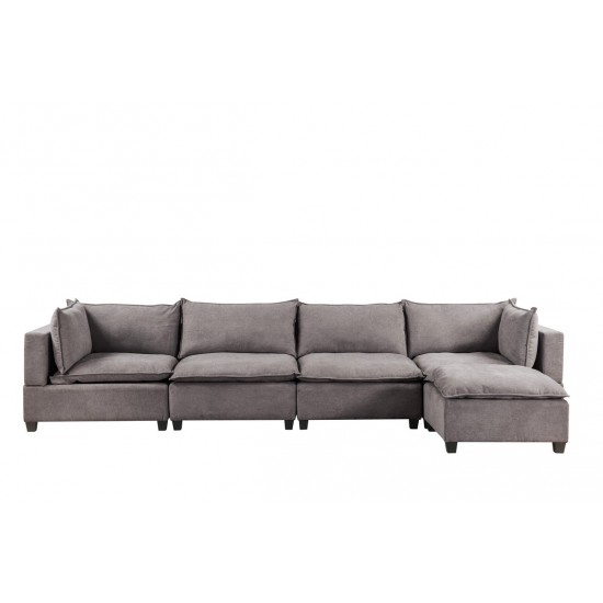 Madison Light Gray Fabric 5 Piece Modular Sectional Sofa Chaise