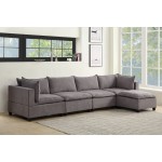 Madison Light Gray Fabric 5 Piece Modular Sectional Sofa Chaise