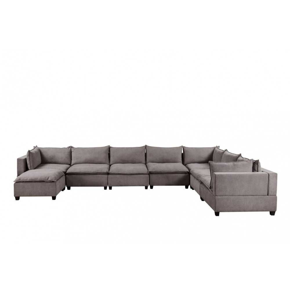 Madison Light Gray Fabric 8 Piece Modular Sectional Sofa Chaise