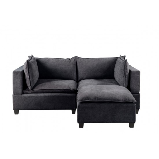 Madison Dark Gray Fabric Sectional Loveseat Ottoman