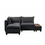 Madison Dark Gray Fabric Sectional Loveseat Ottoman with USB Storage Console Table