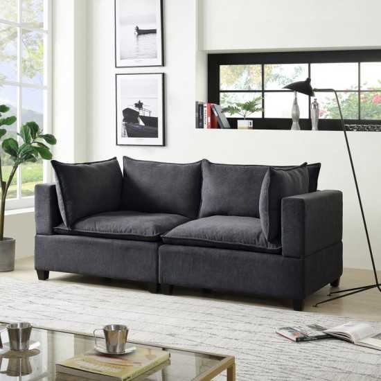 Madison Dark Gray Fabric Loveseat