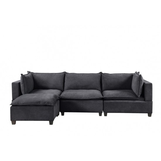 Madison Dark Gray Fabric Reversible Sectional Sofa Ottoman