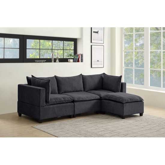 Madison Dark Gray Fabric Reversible Sectional Sofa Ottoman