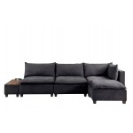 Madison Dark Gray Fabric 5 Piece Modular Sectional Sofa Ottoman with USB Storage Console Table