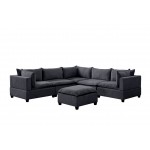 Madison Dark Gray Fabric 6 Piece Modular Sectional Sofa with Ottoman