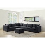 Madison Dark Gray Fabric 7 Piece Modular Sectional Sofa with Ottoman