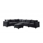 Madison Dark Gray Fabric 7 Piece Modular Sectional Sofa with Ottoman