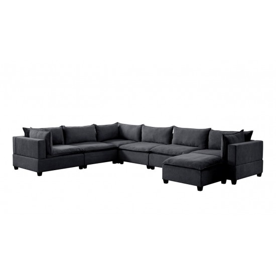 Madison Dark Gray Fabric 7 Piece Modular Sectional Sofa Chaise