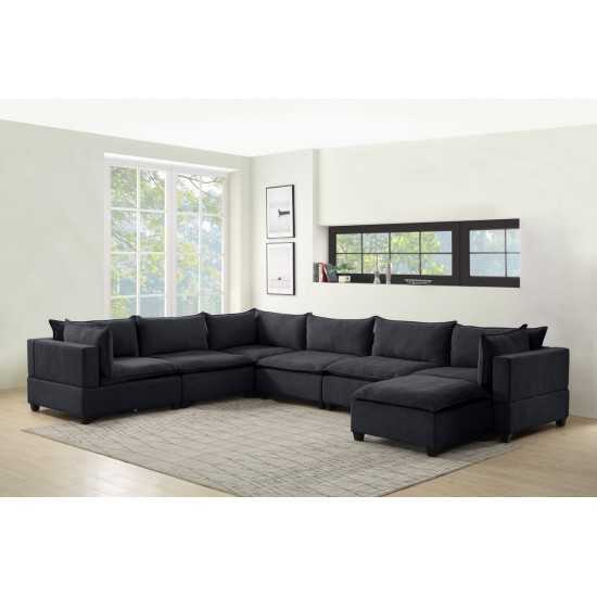 Madison Dark Gray Fabric 7 Piece Modular Sectional Sofa Chaise