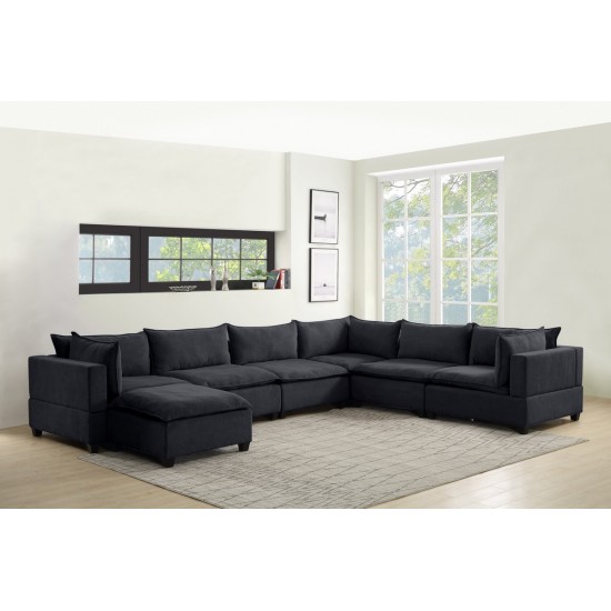 Madison Dark Gray Fabric 7 Piece Modular Sectional Sofa Chaise