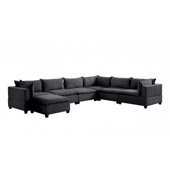 Madison Dark Gray Fabric 7 Piece Modular Sectional Sofa Chaise