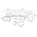 Madison Dark Gray Fabric 6 Piece Modular Sectional Sofa with Ottoman and USB Storage Console Table