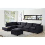 Madison Dark Gray Fabric 7 Piece Modular Sectional Sofa with Ottoman and USB Storage Console Table