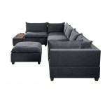 Madison Dark Gray Fabric 7 Piece Modular Sectional Sofa with Ottoman and USB Storage Console Table