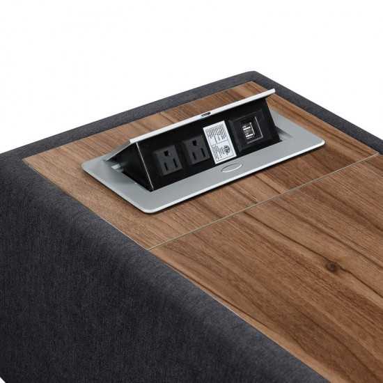 Madison Dark Gray Fabric 7-Piece Modular Sectional Sofa Chaise with USB Storage Console Table