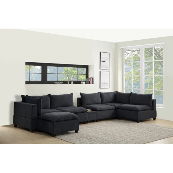 Madison Dark Gray Fabric 7-Piece Modular Sectional Sofa Chaise with USB Storage Console Table