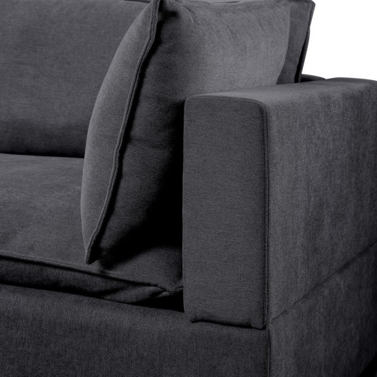 Madison Dark Gray Fabric 7-Piece Modular Sectional Sofa Chaise with USB Storage Console Table