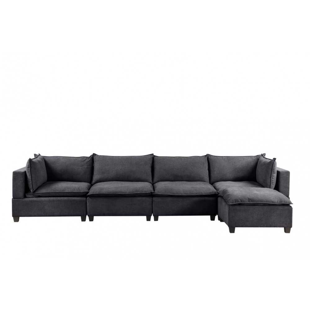 Madison Dark Gray Fabric 5 Piece Modular Sectional Sofa Chaise