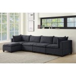 Madison Dark Gray Fabric 5 Piece Modular Sectional Sofa Chaise