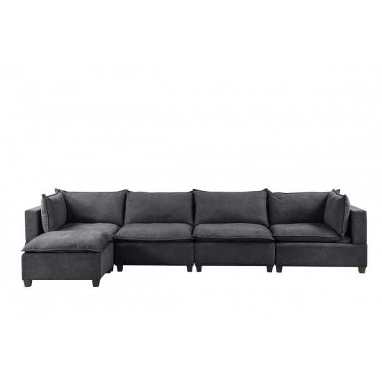 Madison Dark Gray Fabric 5 Piece Modular Sectional Sofa Chaise