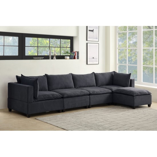 Madison Dark Gray Fabric 5 Piece Modular Sectional Sofa Chaise