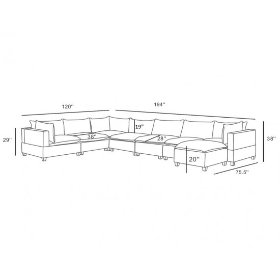 Madison Dark Gray Fabric 8 Piece Modular Sectional Sofa Chaise