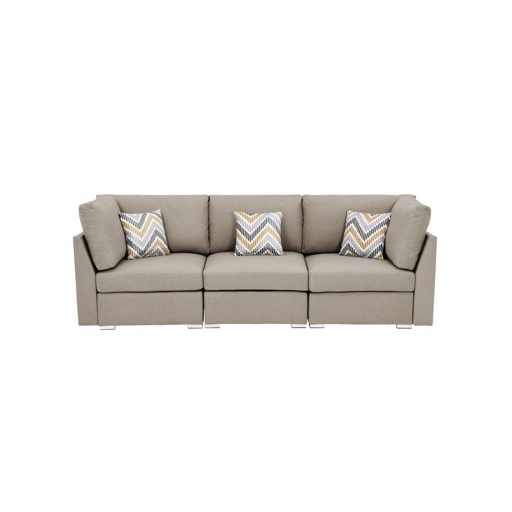 Amira Beige Fabric Sofa and Loveseat Living Room Set with Pillows