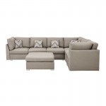 Amira Beige Fabric Reversible Modular Sectional Sofa with Ottoman and Pillows, 89820-7