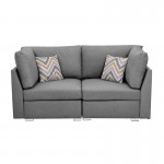 Amira Gray Fabric Loveseat Couch with Pillows