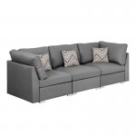 Amira Gray Fabric Sofa Couch with Pillows