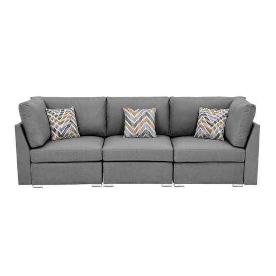 Amira Gray Fabric Sofa and Loveseat Living Room Set with Pillows