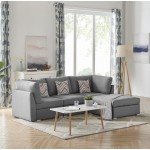 Amira Gray Fabric Sofa with Ottoman and Pillows