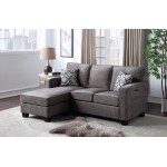 Isaac Gray Linen Fabric Sectional Sofa Chaise with USB port