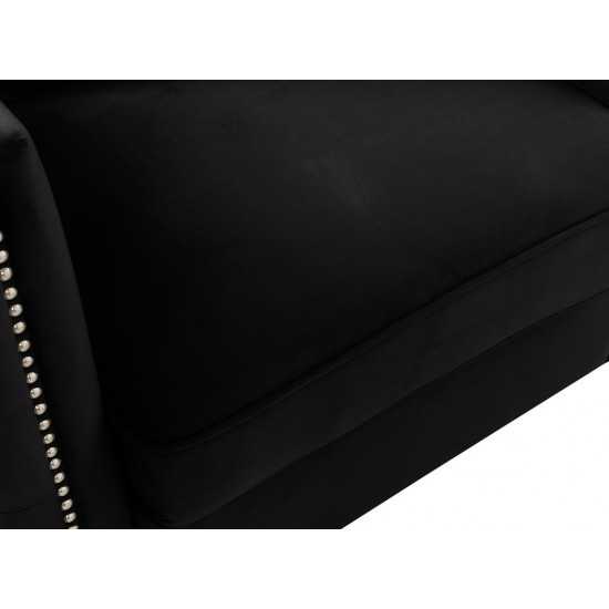 Bayberry Black Velvet Sofa with 3 Pillows