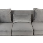 Bayberry Gray Velvet Sofa with 3 Pillows